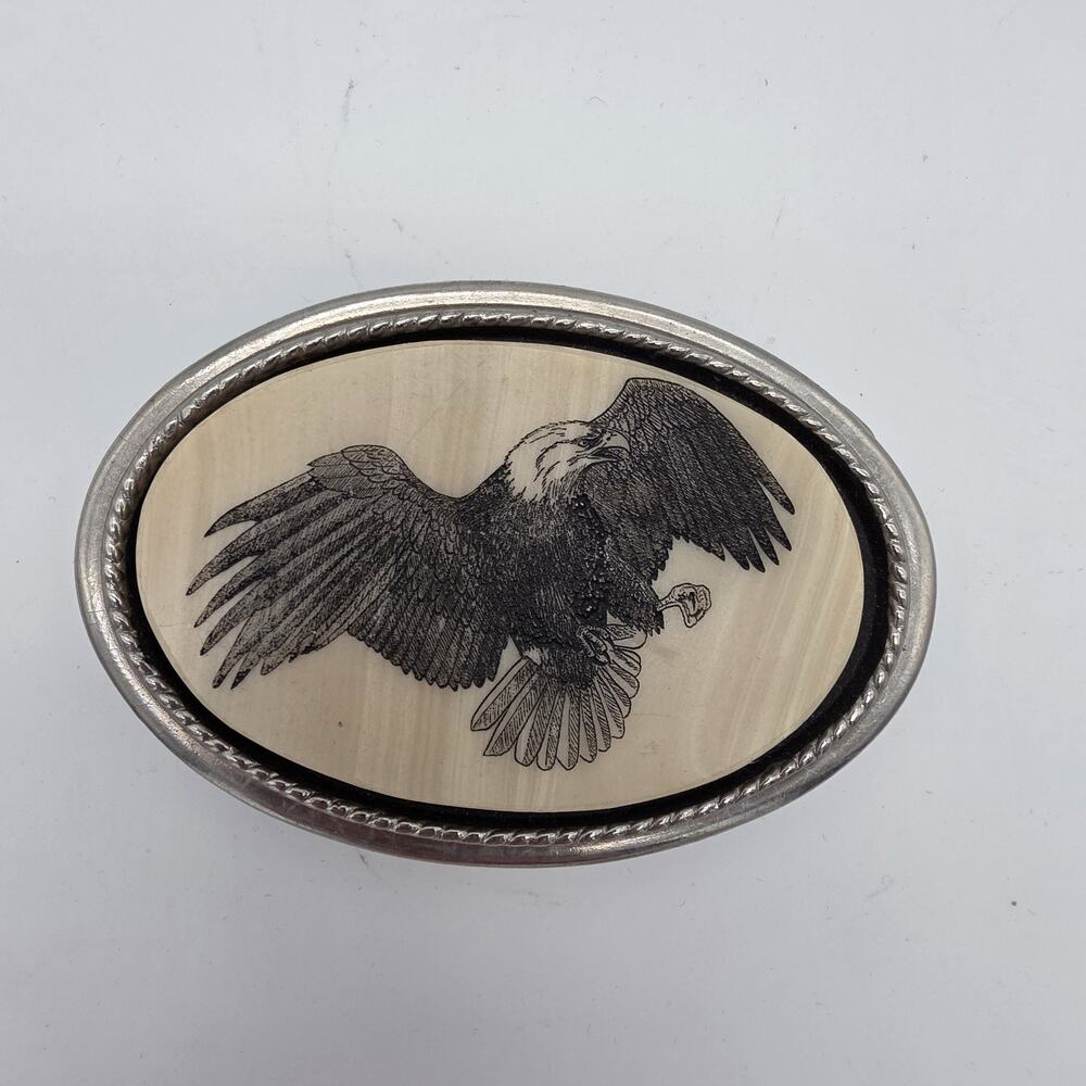 Vintage Beaver Buckle Co Bald Eagle Belt Buckle Handcrafted USA 4 Inch
